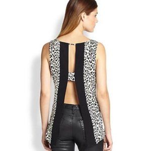 Parker Raven Leopard-Print Silk Open-Back Top